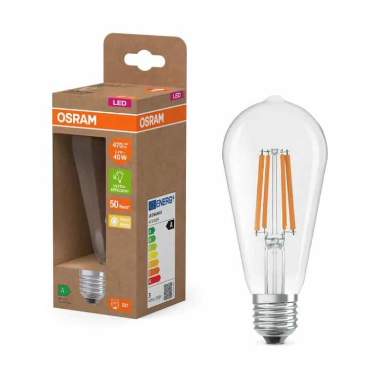 Luminaires Osram E27 2.2 Watt blanc chaud 470 Lumen