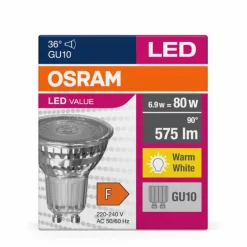 Luminaires Osram GU10 LED 6.9 Watt blanc chaud 575 Lumen