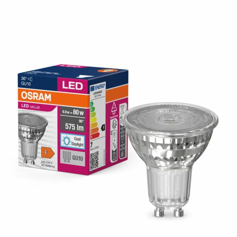 Luminaires Osram GU10 LED 6.9 Watt blanc lumière du jour 575 Lumen