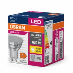 Luminaires Osram GU10 LED 6.9 Watt blanc chaud 620 Lumen