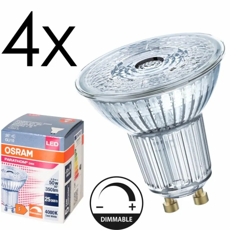 Luminaires Osram GU10 LED 4.5 Watt blanc neutre dimmable 350 Lumen