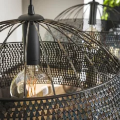 lustre Peyrie Brun, Noir, 2 lumières