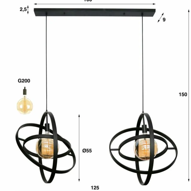 lustre Galaxy Ancien, 2 lumières