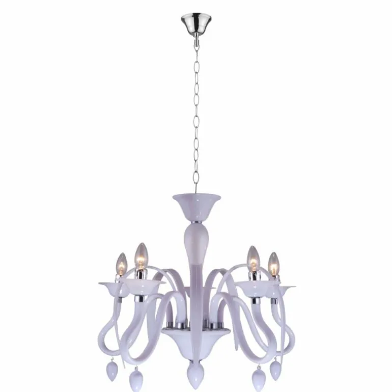 Lustre Globo BAYA Chrome, Blanc, 5 lumières