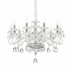 Lustre Ideal Lux NEGRESCO Chrome, Aspect cristal, 10 lumières