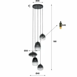 lustre Kissaboui Noir, 5 lumières