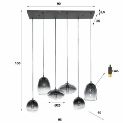 lustre Kissaboui Noir, 6 lumières