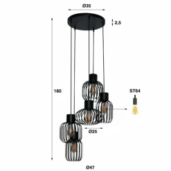 lustre Lalora Anthracite, 5 lumières