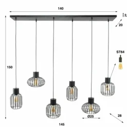 lustre Lalora Anthracite, 6 lumières