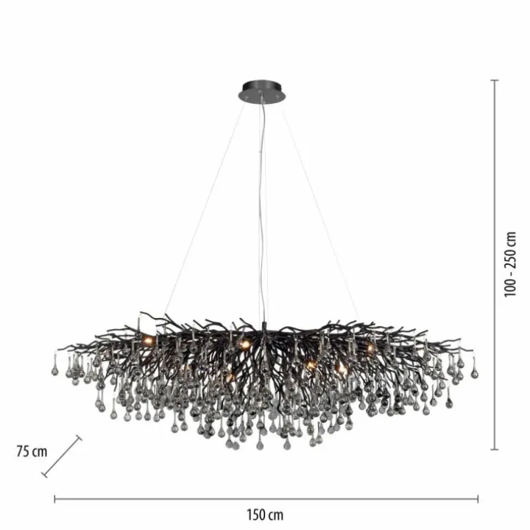 Lustre Paul Neuhaus ICICLE Noir, 15 lumières