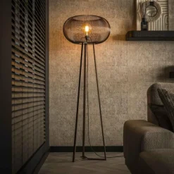 Luzinde Lampadaire Nickel mat, Noir, 1 lumière