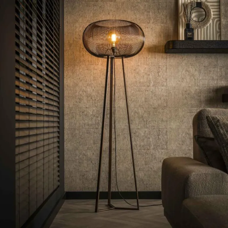 Luzinde Lampadaire Nickel mat, Noir, 1 lumière