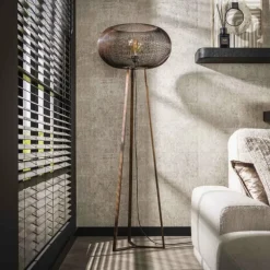 Luzinde Lampadaire Nickel mat, Noir, 1 lumière