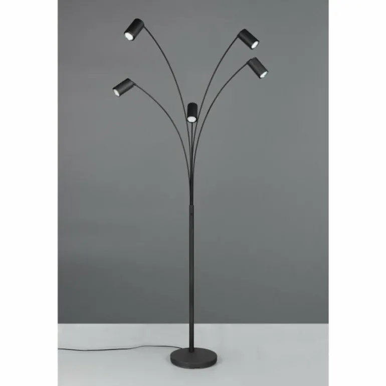 Marley Lampadaire Luminaires Trio Noir, 5 lumières