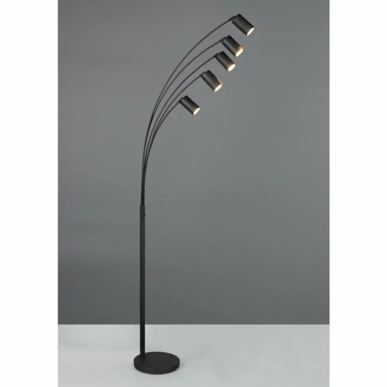 Marley Lampadaire Luminaires Trio Noir, 5 lumières