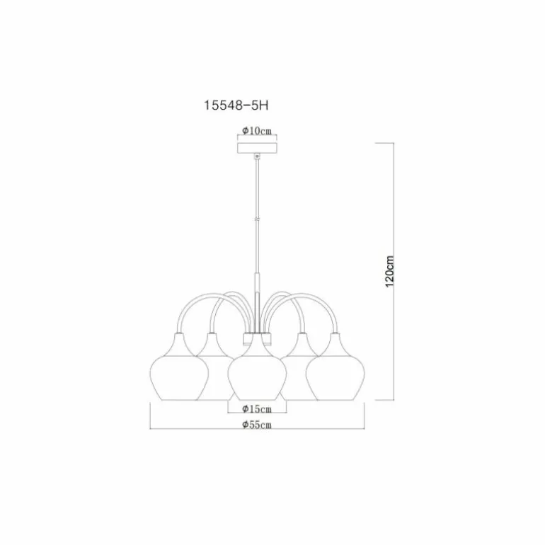 Maxy Suspension Luminaires Globo Lighting Noir, 5 lumières