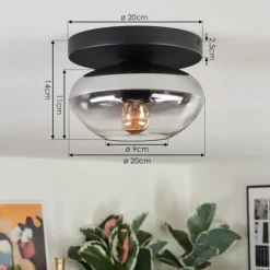 Mertola Plafonnier, Boule lumineuse Clair, Fumé, 1 lumière