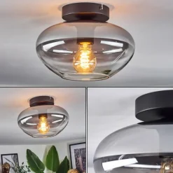 Mertola Plafonnier Chrome, Fumé, 1 lumière