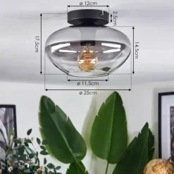 Mertola Plafonnier Chrome, Fumé, 1 lumière