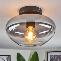 Mertola Plafonnier Chrome, Fumé, 1 lumière