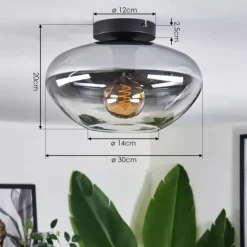 Mertola Plafonnier Clair, Fumé, 1 lumière