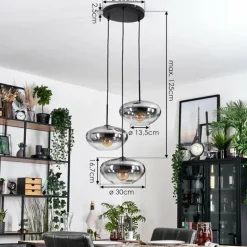 Mertola Suspension, Boule lumineuse Noir, 3 lumières