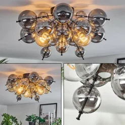 Milheiros Plafonnier, Boule lumineuse Fumé, 3 lumières