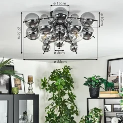 Milheiros Plafonnier, Boule lumineuse Fumé, 3 lumières