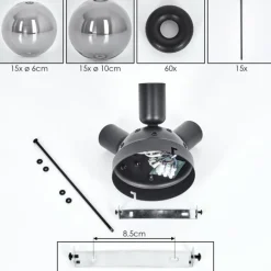 Milheiros Plafonnier, Boule lumineuse Fumé, 3 lumières