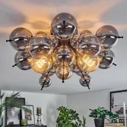 Milheiros Plafonnier, Boule lumineuse Fumé, 3 lumières