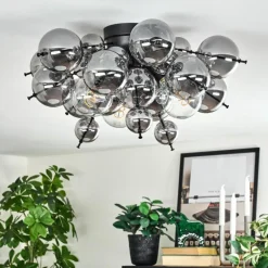 Milheiros Plafonnier, Boule lumineuse Fumé, 3 lumières