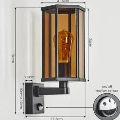 Monfanim Lampe murale d´extérieur Noir, 1 lumière
