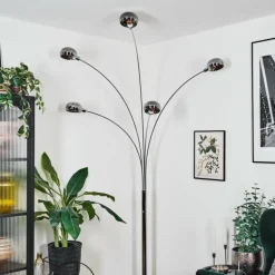 Nikkala Lampadaire Chrome, Blanc, 5 lumières