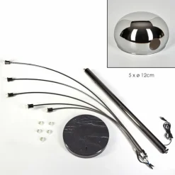 Nikkala Lampadaire Chrome, Noir, 5 lumières