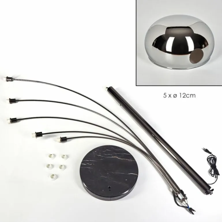 Nikkala Lampadaire Chrome, Noir, 5 lumières