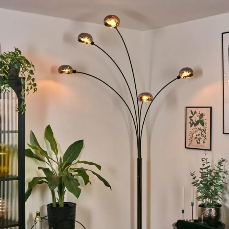 Nikkala Lampadaire Chrome, Noir, 5 lumières