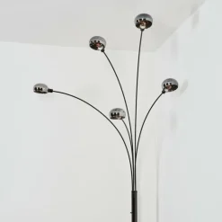 Nikkala Lampadaire Chrome, Noir, 5 lumières