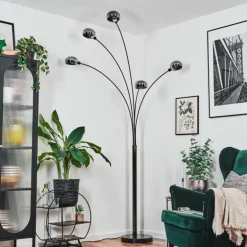 Nikkala Lampadaire Chrome, Noir, 5 lumières