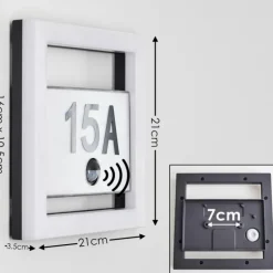 Numéro d'adresse éclairé Louisville LED Gris, 1 lumière, Détecteur de mouvement