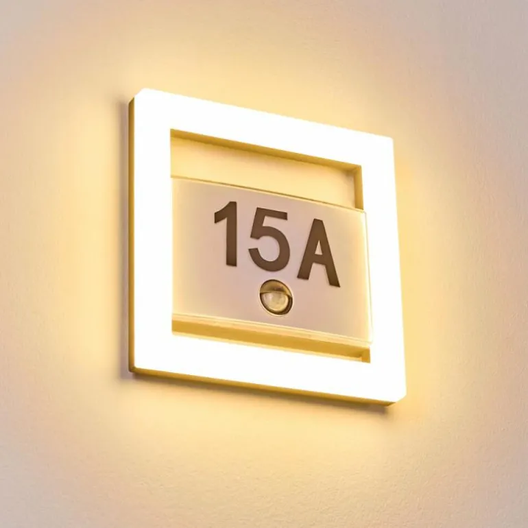 Numéro d'adresse éclairé Louisville LED Gris, 1 lumière, Détecteur de mouvement