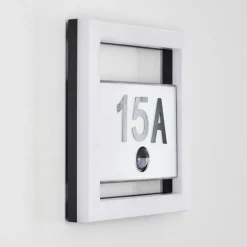 Numéro d'adresse éclairé Louisville LED Gris, 1 lumière, Détecteur de mouvement