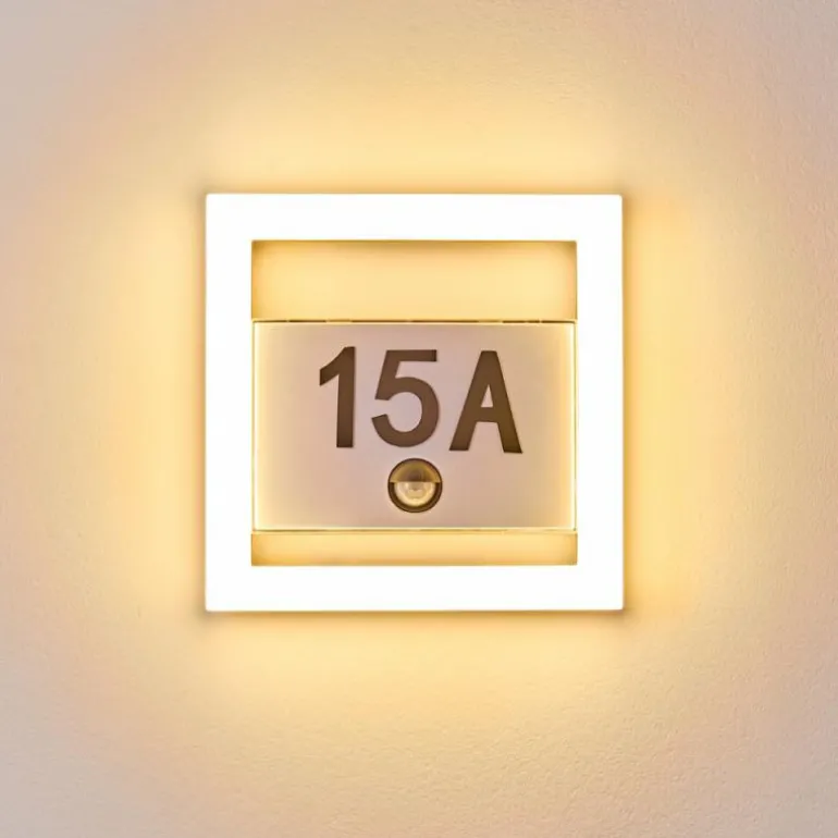 Numéro d'adresse éclairé Louisville LED Gris, 1 lumière, Détecteur de mouvement