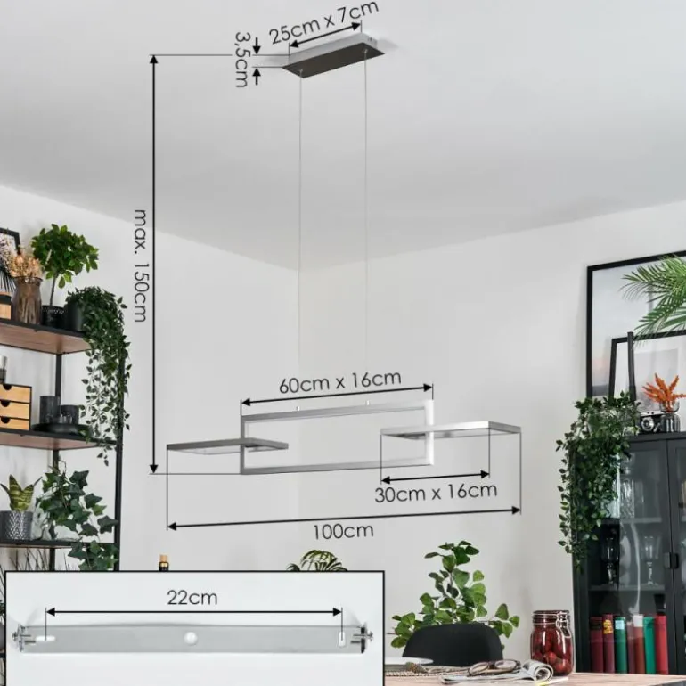 Odeon Suspension, Suspension LED Argenté, 3 lumières