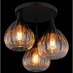 Olsen Plafonnier Luminaires Globo Lighting Noir, 3 lumières