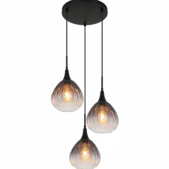 Olsen Suspension Luminaires Globo Lighting Noir, 3 lumières