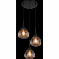 Olsen Suspension Luminaires Globo Lighting Noir, 3 lumières