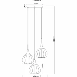 Olsen Suspension Luminaires Globo Lighting Noir, 3 lumières