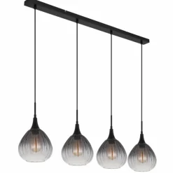 Olsen Suspension Luminaires Globo Lighting Noir, 4 lumières