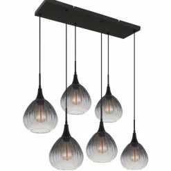 Olsen Suspension Luminaires Globo Lighting Noir, 6 lumières