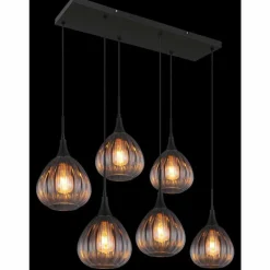 Olsen Suspension Luminaires Globo Lighting Noir, 6 lumières